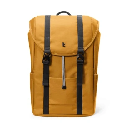 Image of tomtoc 13 15.6 inch Flap Laptop Backpack, Vintage Unisex Lightweight, Water Resistant Travel Casual Daypack, Work pack Rucksack for Laptop, 22L, Yellow