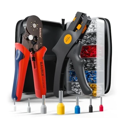 Image of BAURIX® Hexagonal Crimping Pliers with 2000 Wire end Ferrule Set I Self Adjusting [for 0.25 6mm²]