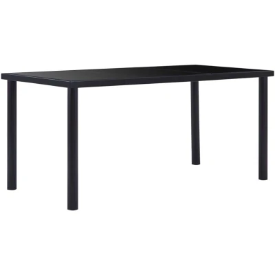 Image of vidaXL Dining Table Black 160x80x75 cm Tempered Glass