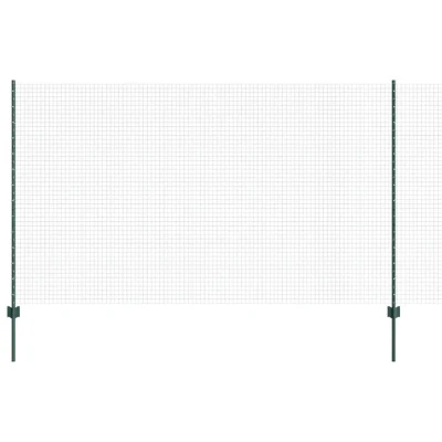 Image of vidaXL Welded Wire Fence with 11 U Posts Green 1.4x25 m Steel