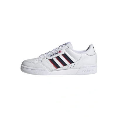 Image of adidas Originals Continental 80 Stripes Unisex Trainers, Size: 4, Footwear white/collegiate navy/vivid red Leather and textile