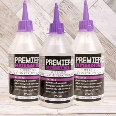 Image of Hunkydory Premier Craft Tools 3x SUPERSIZE Clear Construction Glue 250ml Bottles