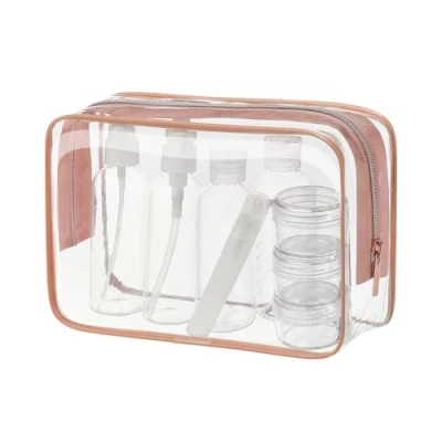 Image of MOCOCITO Toiletry Bag Women &amp; Men Clear Travel Bottles for Toiletries 100ml Set with 8 Bottles(max.3.4oz/100ml) Approved by EU UK Hand Luggage Rules