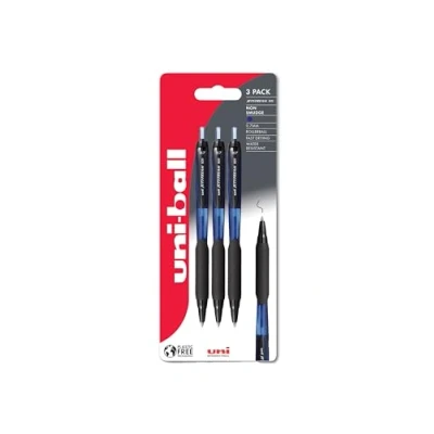 Image of Uni ball Jetstream 101 Retractable Blue Ballpoint Gel Pens. 0.7mm Tip. Back To School Stationery, Smooth Writing and Colouring. Water Resistant Super Ink Dries Instantly. 3pc