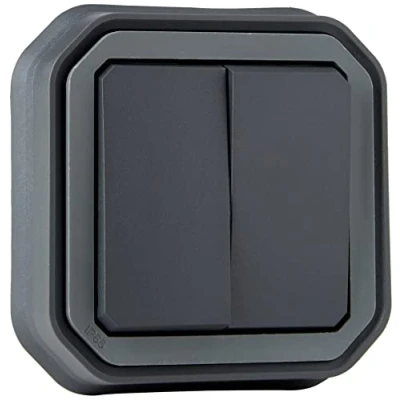 Image of Legrand Control for double or two way switch function 10A push button waterproof Plexo complete flush mounting in anthracite