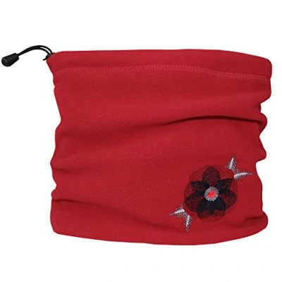 Image of TeddyTs Red Fleece Snood With Black Poppy And Adjustable Toggle, M