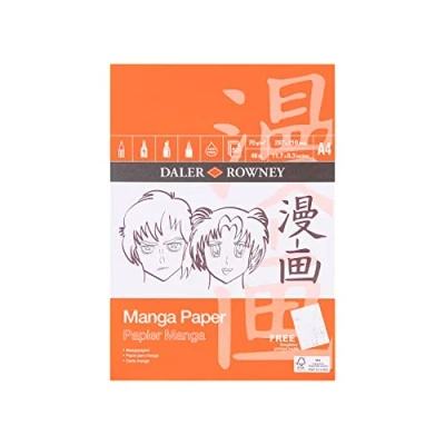 Image of Daler Rowney Manga Smooth Surface 70gsm A4 Marker Paper Pad, Glued 1 Side, 50 White Sheets, Ideal for Professional Artists &amp; Students
