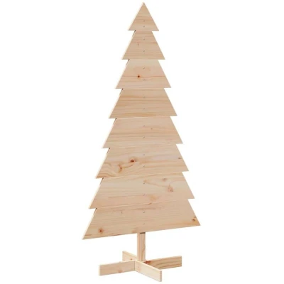 Image of vidaXL Wooden Christmas Tree for Decoration 150 cm Solid Wood Pine