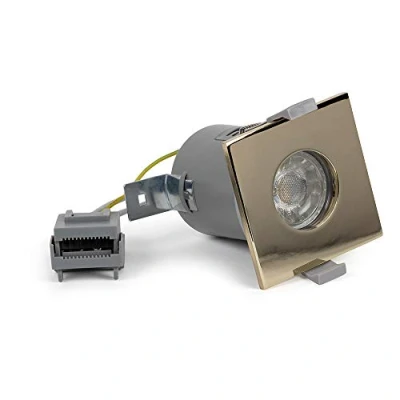Image of Lieber Brass GU10 Fire Rated IP65 Square Downlight for Bathroom, Bedroom, Kitchen Lighting