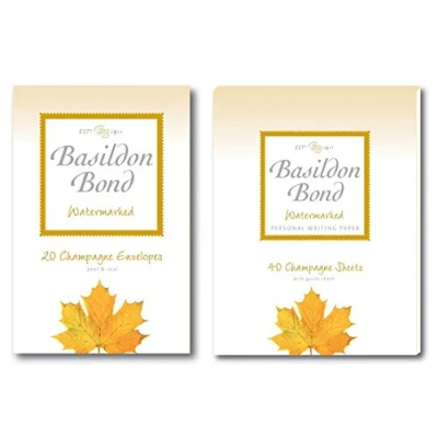 Image of Basildon Bond No 3 Champagne Paper Writing Set Includes Pad &amp; Envelopes