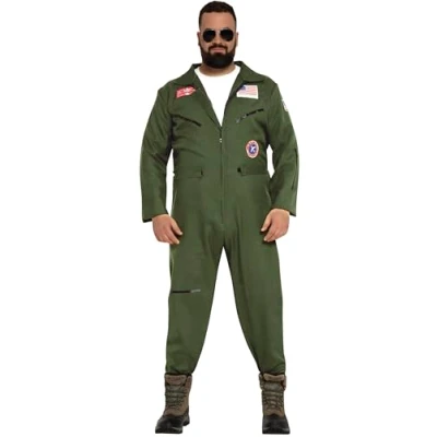 Image of FIESTAS GUIRCA Fighter Pilot Fancy Dress Costume Adult Man Size Medium 48 50