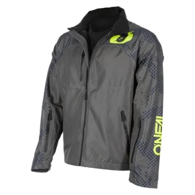 Image of O&#039;Neal Mountain Bike Jacket MTB DH Downhill FR Freeride Waterproof, Underarm Ventilation, Soft Touch Material Shore Rain V.22 Adult Grey Neon Yellow Size L