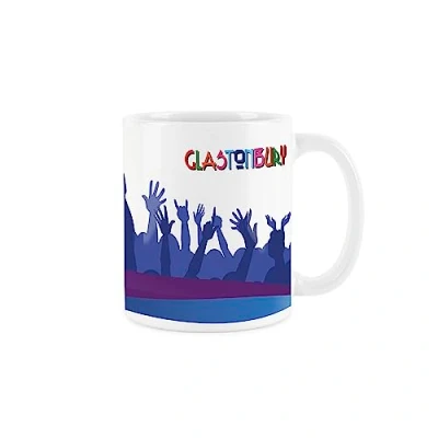 Image of Glastonbury Ceramic Mug Crowd Themed Coffee Tea Present Music Festival Gift