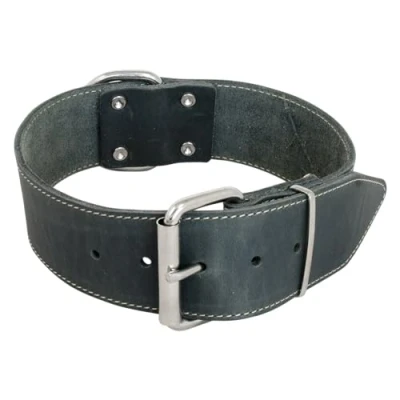 Image of JACK AND VANILLA, Large Dog Collar, Fat Leather, Grey, Size 50 mm x 65 cm