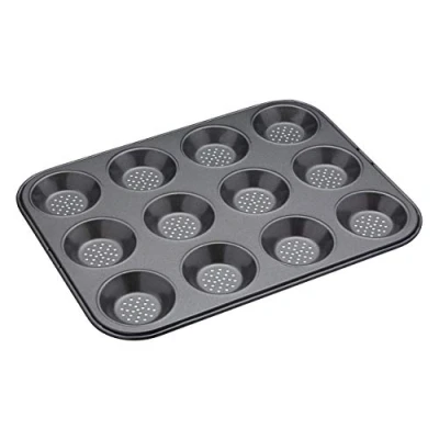 Image of KitchenCraft Master Class Crusty Bake 12 Hole Shallow Baking Pan