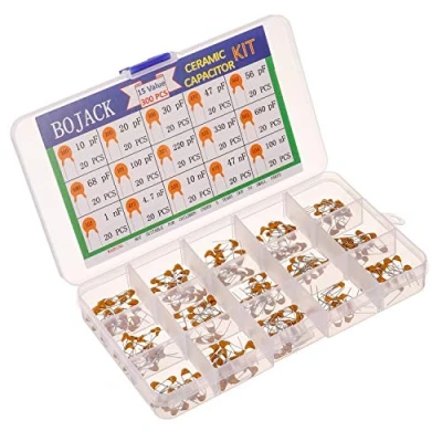 Image of BOJACK 15 Values 300 Pcs Ceramic Capacitor 10 20 30 47 56 68 100 220 330 680 pF &amp; 1 4.7 nF Multilayer Monolithic Assortment Kit