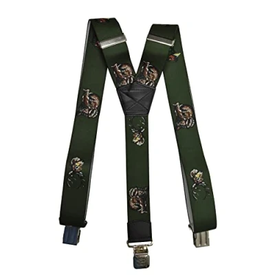 Image of Olata Men&#039;s Adjustable Heavy Duty Y Shape Hunting Braces/Suspenders with Embossed Clips 4cm. Pheasant and Stag