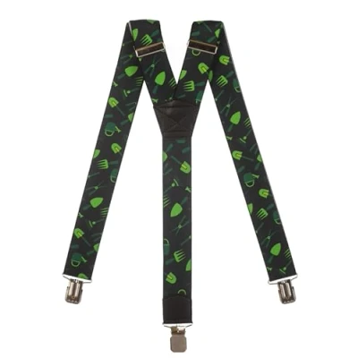 Image of Olata Men&#039;s Heavy Duty Printed Y Shape Braces/Suspenders, 4cm Gardening B