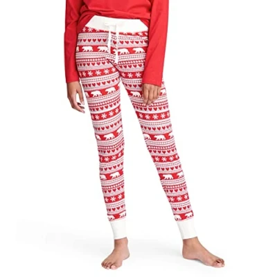 Image of Hatley Men&#039;s Fair Isle Bear &amp; Moose Family Pyjamas Pyjama Sets, Women&#039;s Jersey Leggings Isle, XL