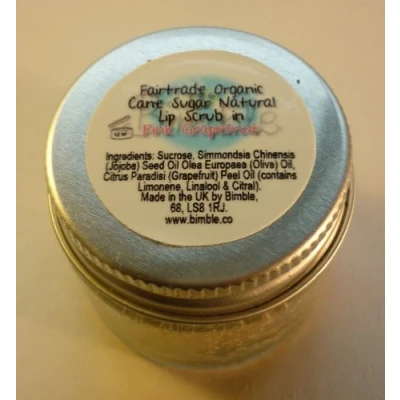Image of Bimble Organic Raw Cane Sugar Natural Lip Scrub 25g Pink Grapefruit Flavour