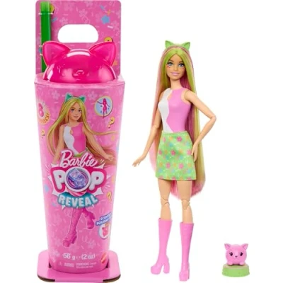Image of Barbie Pop Reveal Series Doll &amp; Accessories Set, Shakes Series, Scented Bright Bunny Fashion Pet, 8 Surprises Include Color Change, JCN88