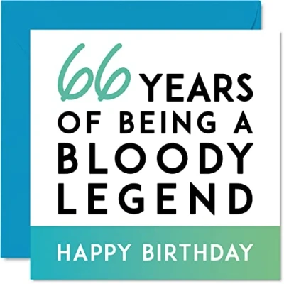Image of Funny 66th Birthday Card for Men Women Being A Legend Sixty Six Sixth Happy Him Her Mum Dad Grandad Nanny Grandma Uncle, 145mm x Joke Gifts Humour Greeting Cards