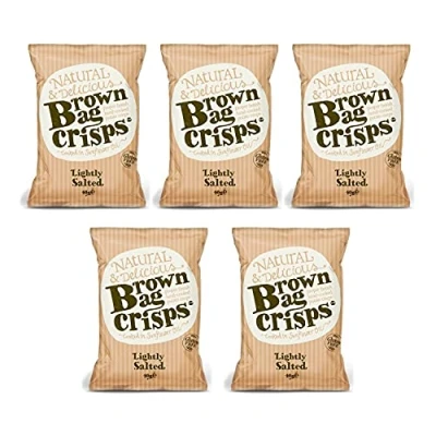 Image of Brown Bag Crisps Lightly Salted 40g (Pack of 5)
