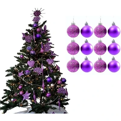 Image of UKDeals direct® LILAC Collection CHRISTMAS DROPLET BAUBLES TREE DECORATIONS GLITTER MATT ICICLES (Pack of 12 x 38mm Baubles)