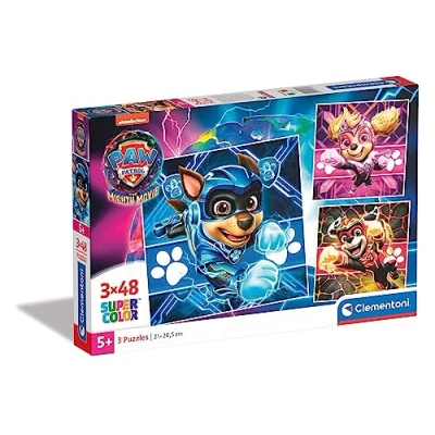 Image of Clementoni 25303 Supercolor Puzzle Paw Patrol The Mighty Movie 3x48 Pieces (3 Puzzles Included), Jigsaw For Kids Age 5, Cartoon, Made In Italy