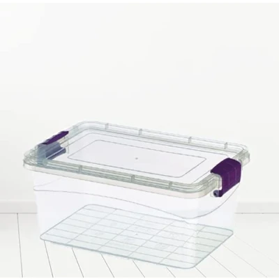 Image of COMFORT TIME Plastic Storage Box Boxes Lid Food Container Home Office Lockable Stackable (20L), Clear
