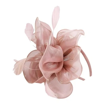 Image of CCAIPU Flower Feather Fascinators Hat for Women, Elegant Feathers Mesh Hats Ascot Derby Hair Accessories Wedding (Pink, One Size)