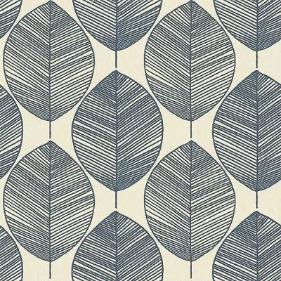 Image of Leaves Blue Wallpaper Grey Modern Contemporary Floral Leaf Feature Wall Paste The Textured