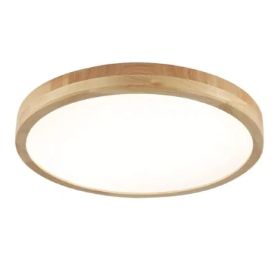 Image of Schindora Wooden LED Ceiling Light,Dimmable with Control,36W Round Wood Lights Ø50cm for Living Room Kitchen Dining Home Office Children&#039;s