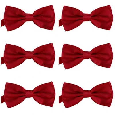Image of DonDon Set of 6 Men’s bow tie 4.72 x 2.36 12 cm already tied and completely adjustable Dark red