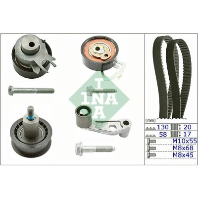 Image of 036109119AG, 036109119M, 036109119P, 036109119Q, 036109181A Timing belt kit INA 530 0089 10 130 VOLKSWAGEN: Polo IV Hatchback, Golf 4, Lupo / 3L