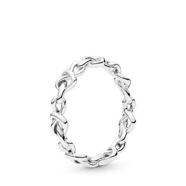 Image of PANDORA Moments Women&#039;s Sterling Silver Knotted Hearts Ring, Size 48, No Box