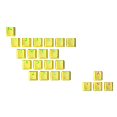 Image of Ranked Rubber Keycap Set Double shot Translucent OEM Profile for Mechanical Gaming Keyboard (Yellow, 23 Keys)