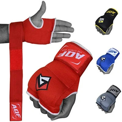 Image of AQF Boxing Gel Gloves Hand wraps Punch Bag Inner Glove MMA Martial Arts Red Large V2