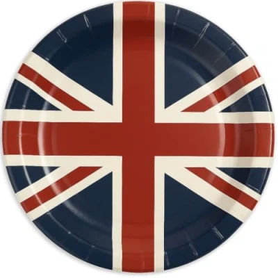 Image of RockParty Union Jack Tableware Summer Olympics Great Britain GB Flag Paper Plates (24 x Plates)