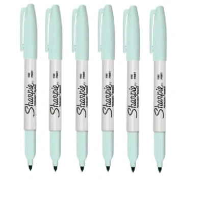 Image of Sharpie Fine Point Permanent Marker Pen Aquamarine 6 Pack