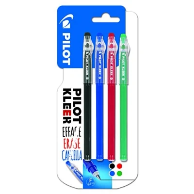 Image of Pilot Kleer Erasable Pens Pack of 4 Black/Blue/Red