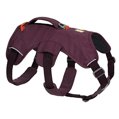 Image of RUFFWEAR Web Master Dog Harness, Padded, Anti escape Harness with lifting Handle for Everyday Adventures, 2 Lead Attachments, Size: XX Small (33 43cm), Purple Rain