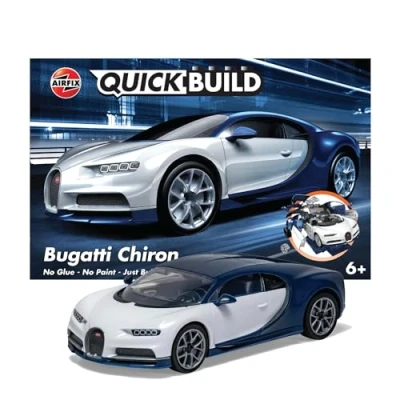Image of Airfix QUICKBUILD Model Car Kit Bugatti Chiron Building for Kids 6+, Construction Toys Boys &amp; Girls, No Glue Making Classic Gifts Plastic Kits