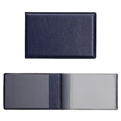 Image of kwmobile Synthetic Leather ID Card Holder Folding Wallet for Credit, Personal Identification and Driver&#039;s License Dark Blue
