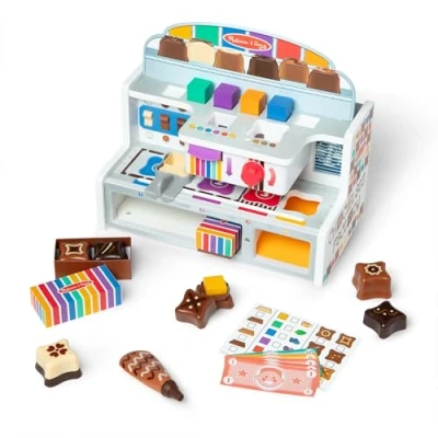 Image of Melissa &amp; Doug Wooden Chocolate Factory Pretend Play Set, Food Candy Maker for Boys and Girls