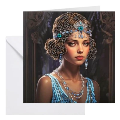 Image of CRYSTAL ART DECO GEMS 18x18cm Greeting Card