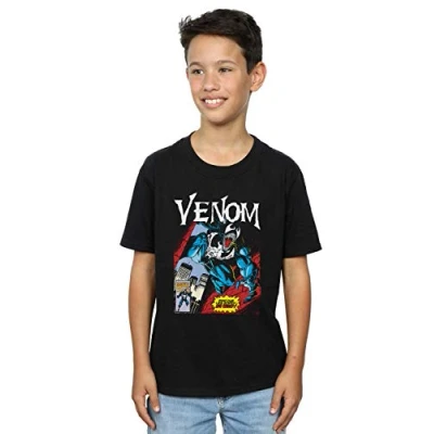 Image of Marvel Boys Venom Read Our Lips T Shirt Black 5 6 Years