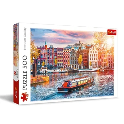 Image of Trefl 37428 500 Elements Cityscape, River Amstel, Modern DIY, Creative Entertainment, Fun, Classic Puzzles for Adults and Children from 10 Years Jigsaw, Amsterdam, Netherlands