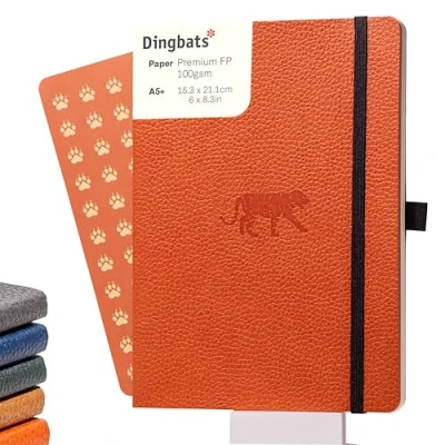 Image of Dingbats* Wildlife Dotted Journal A5 Vegan Leather Soft Cover, Ideal for Work, Travel Pocket, Elastic Closure, Bookmark