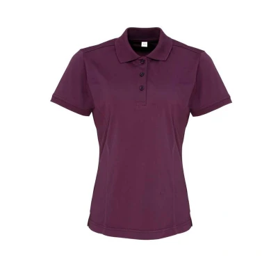 Image of Premier Womens/Ladies Coolchecker Pique Polo Shirt (Aubergine) Purple Size 10 UK
